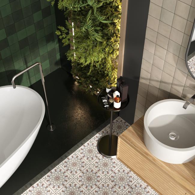 Keramische Motief Tegel Clea - Atelier Taupe en Emeraude